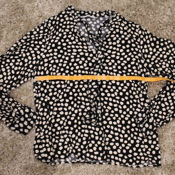 Black & Cream Reserved Long Sleeve Top - Sz M - Picture 4 of 5